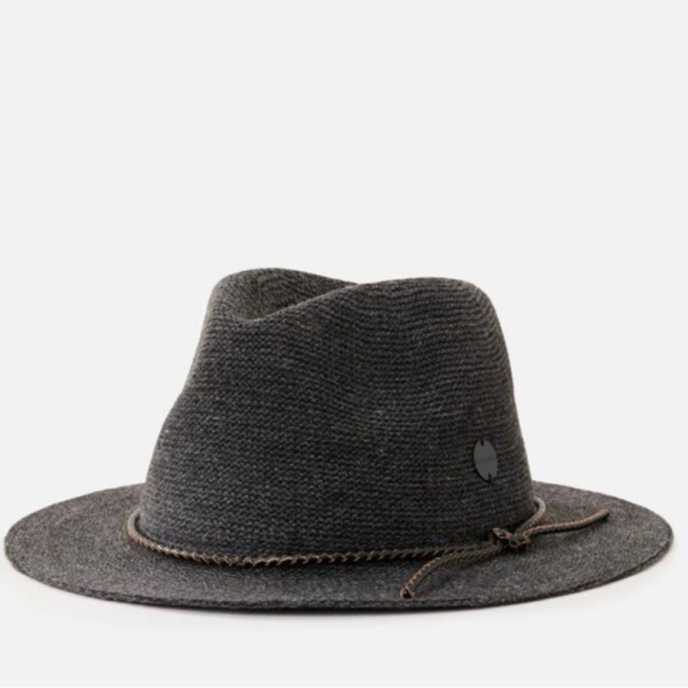 Rip Curl Tan and Black Straw Fedora Hat